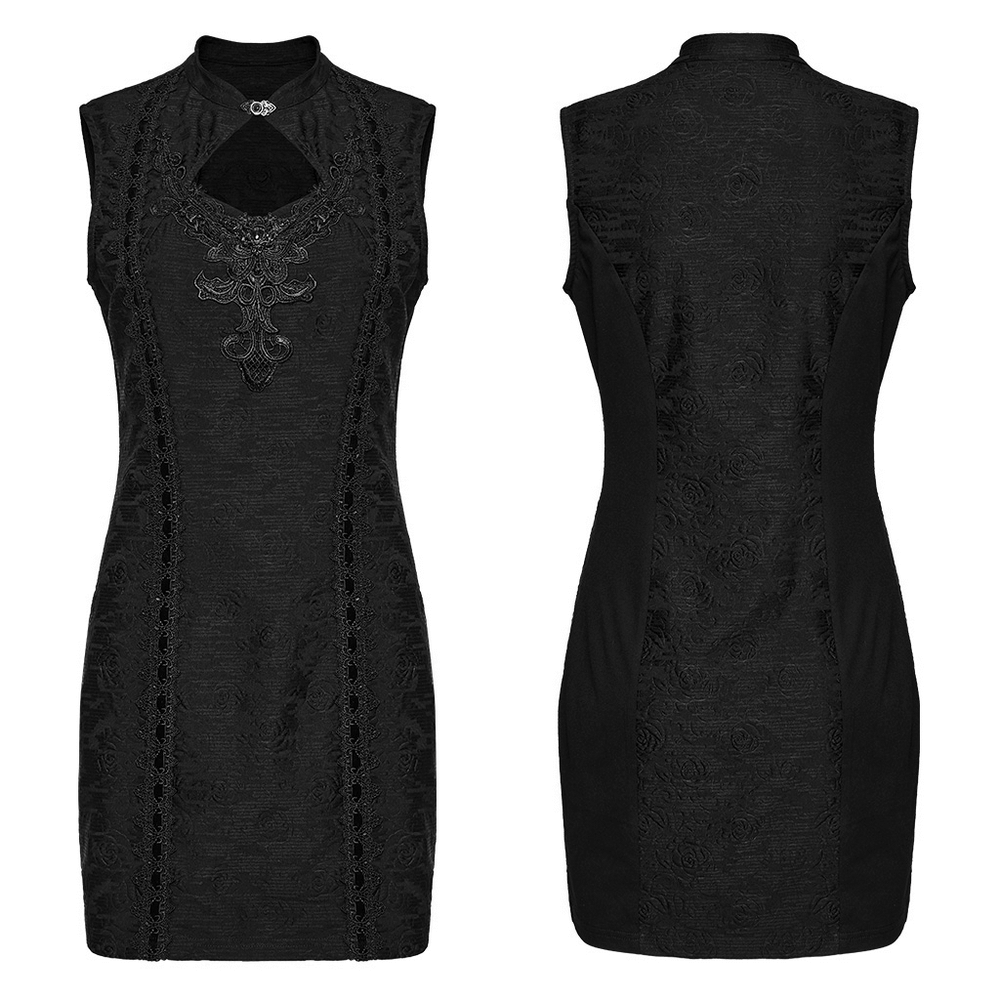 Gothic Sleeveless Cheongsam Dress with Hollow Cutout