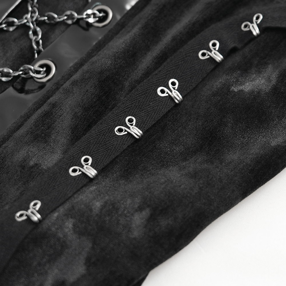 Gothic Slip Dress with Chains and Gloves for Women