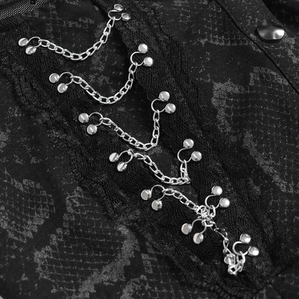 Gothic Snake Print Halter Top with Chain Details
