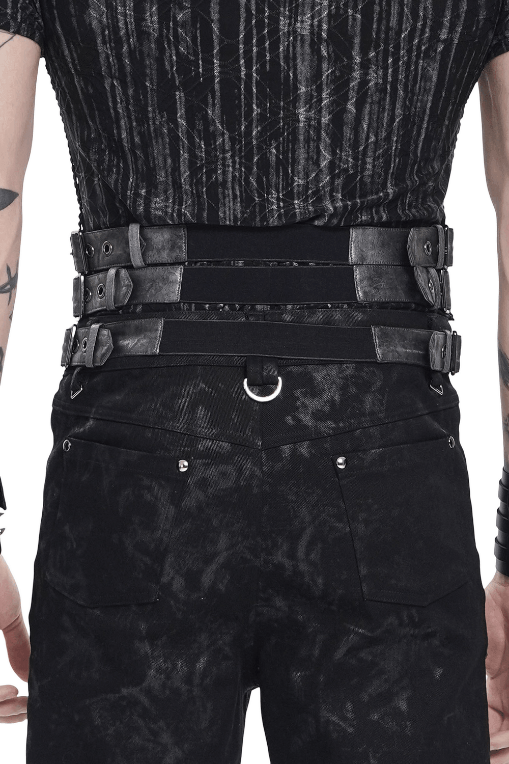 Gothic Studded Corset Belt With Front Zipper Detail