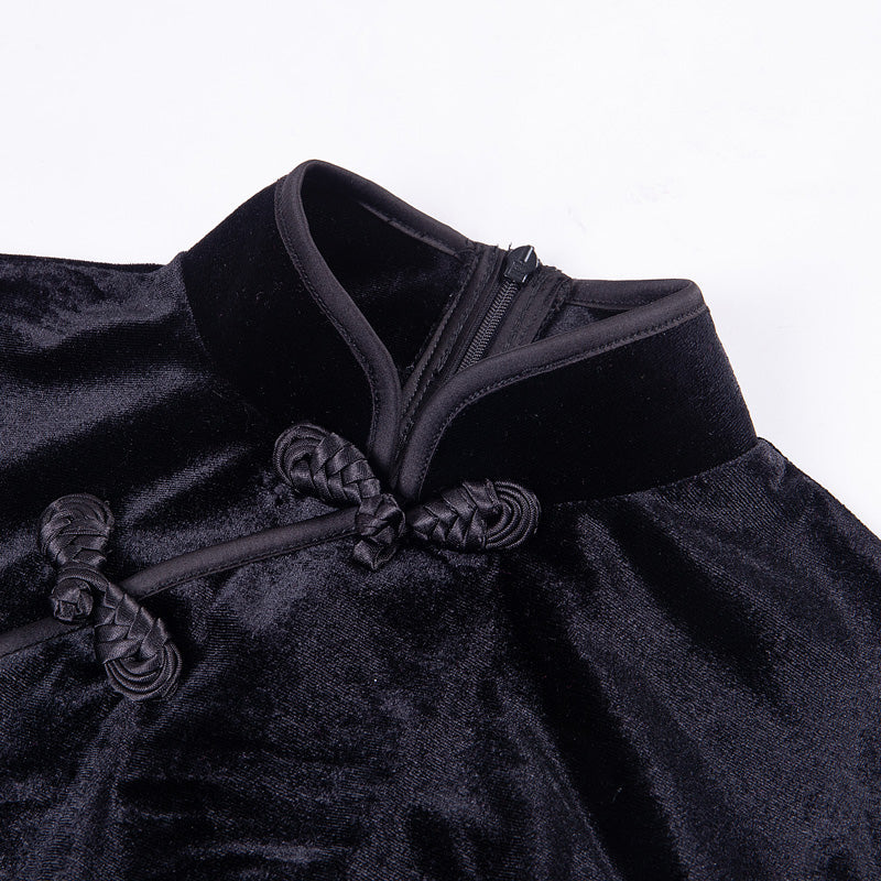 Gothic Style Velvet Women Dress / Cheongsam Dress in Alternative Fashion
