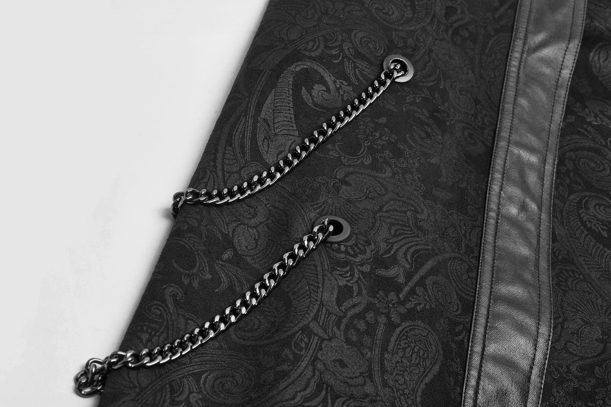 Gothic Suede and Leather Long Overskirt with Chains