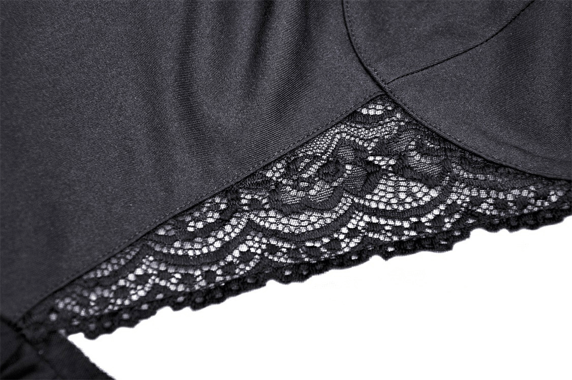 Gothic Swallowtail Dress with Lace and Layered Skirt