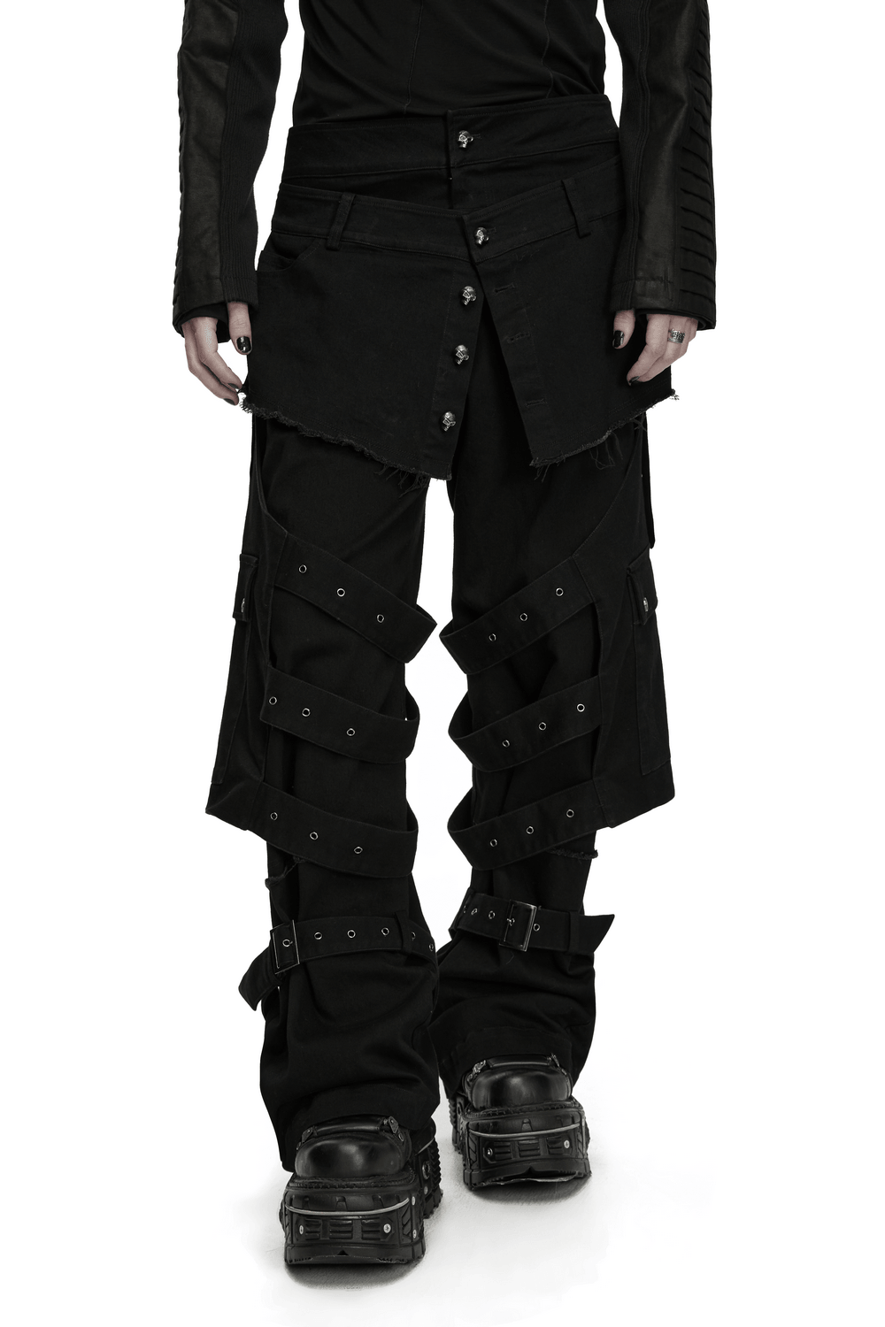 Gothic Tactical Cargo Pants with Detachable Straps