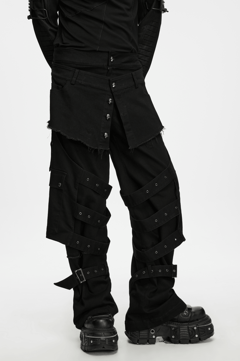 Gothic Tactical Cargo Pants with Detachable Straps
