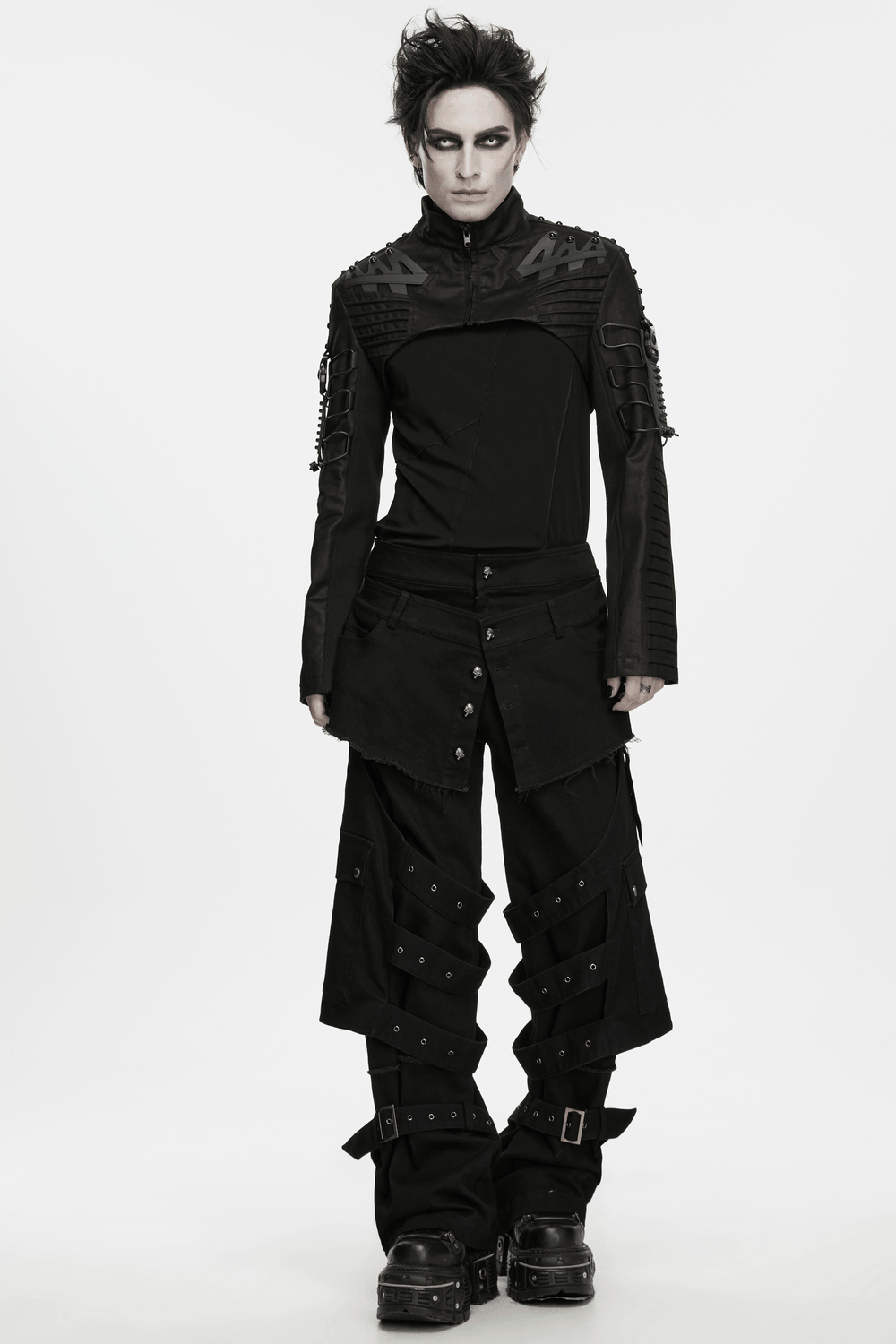 Gothic Tactical Cargo Pants with Detachable Straps