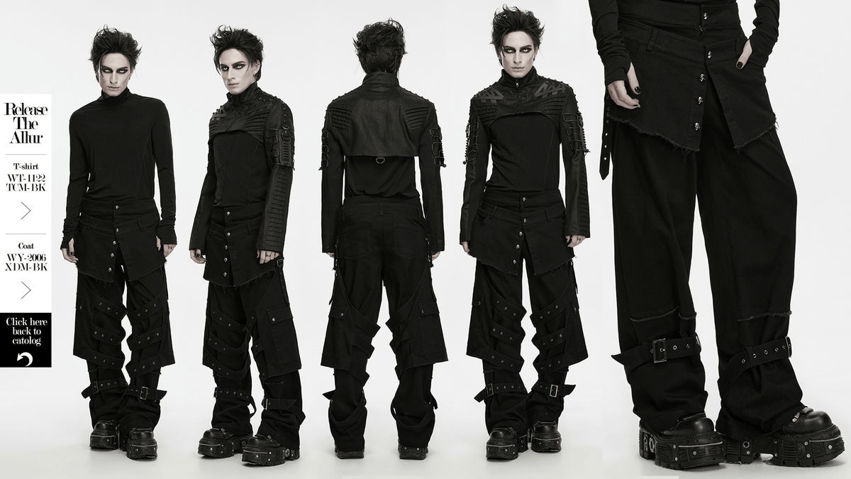Gothic Tactical Cargo Pants with Detachable Straps