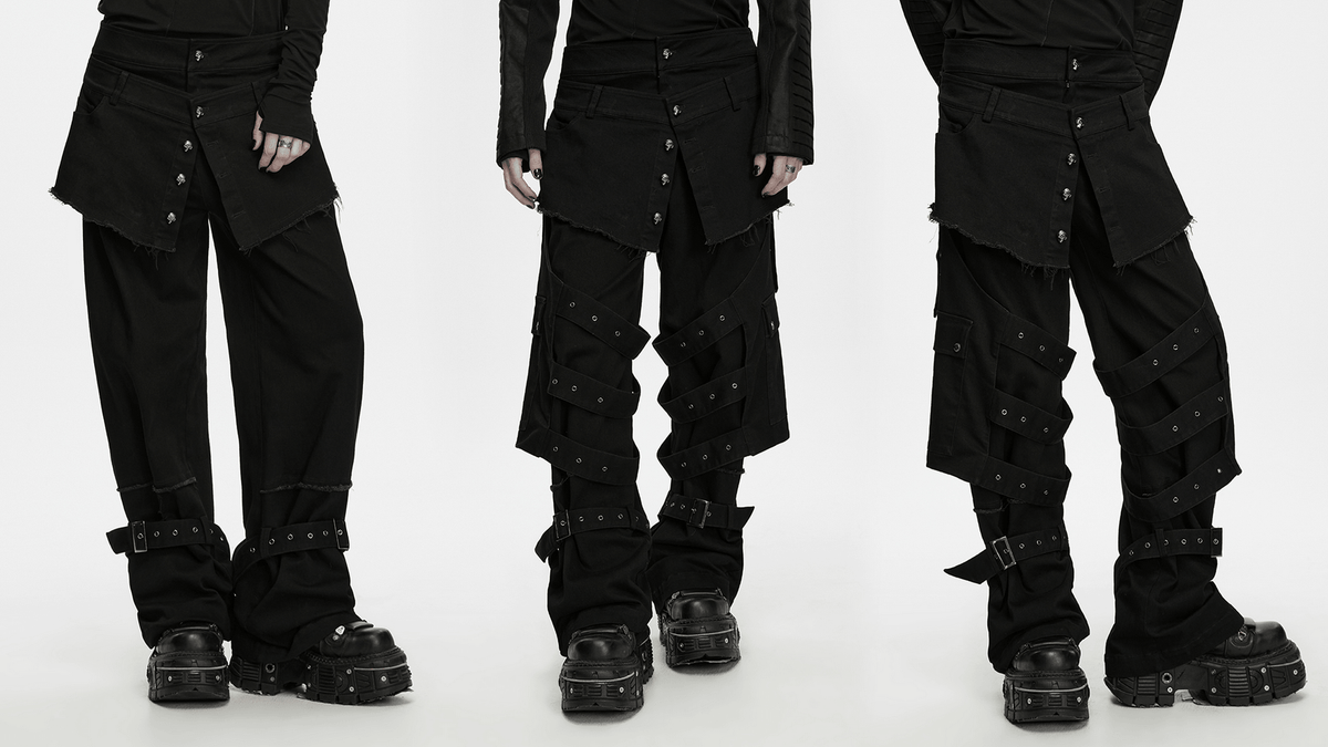 Gothic Tactical Cargo Pants with Detachable Straps
