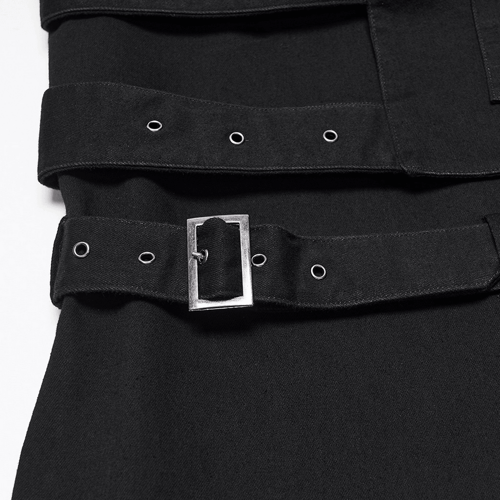 Gothic Tactical Cargo Pants with Detachable Straps