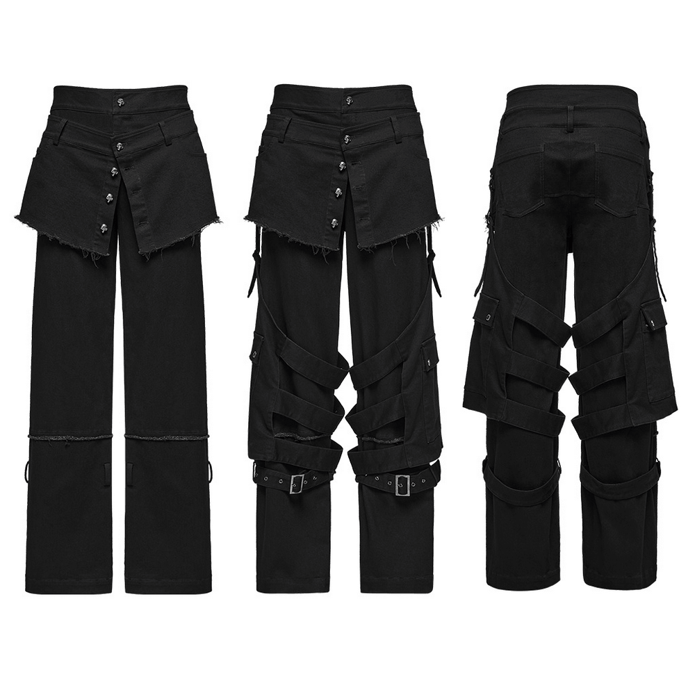Gothic Tactical Cargo Pants with Detachable Straps
