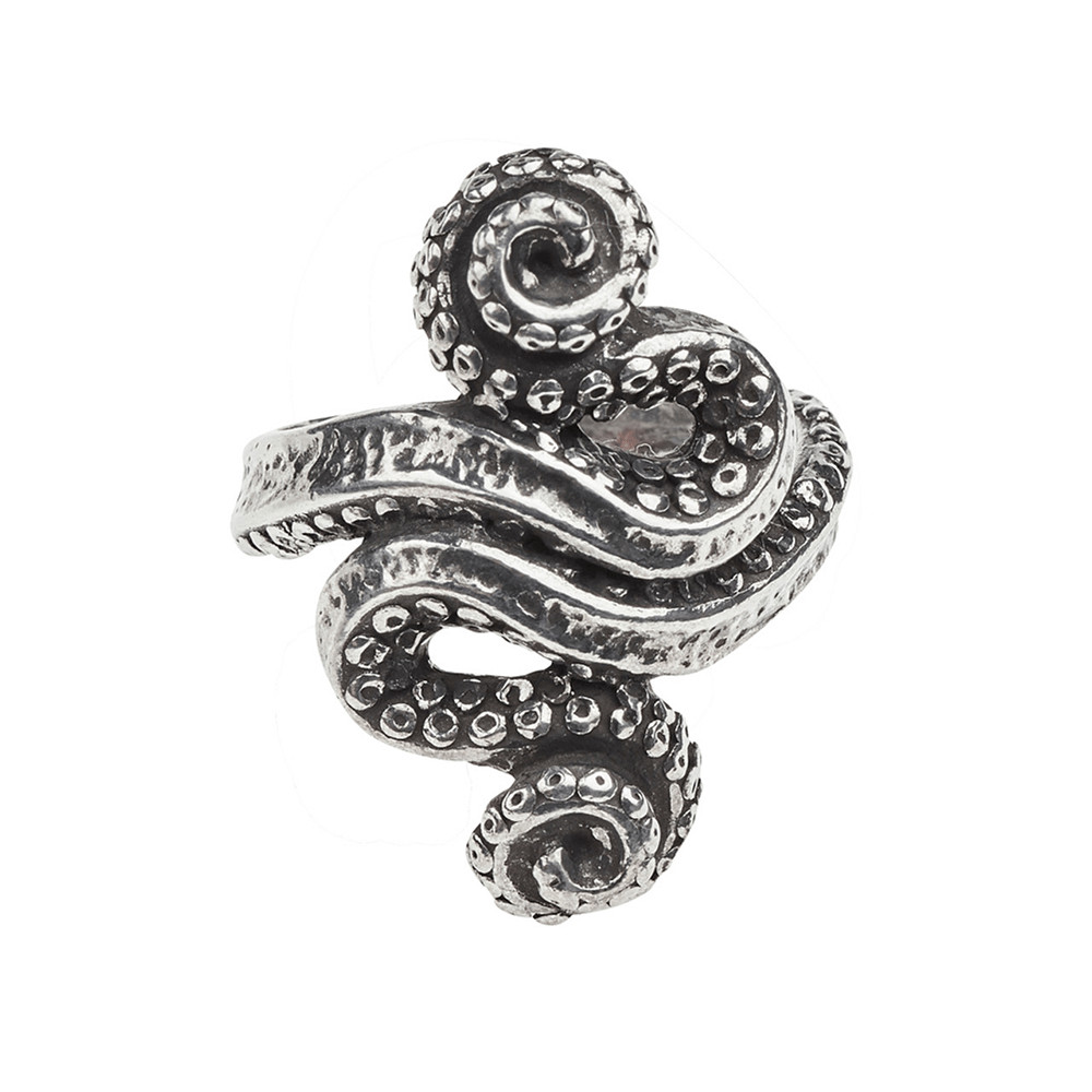 Gothic Tentacle Kraken Ring in Antiqued Pewter
