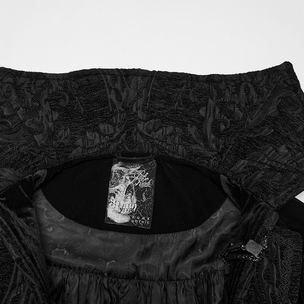 Gothic Vampire Velvet Cloak with Jacquard and Tassels