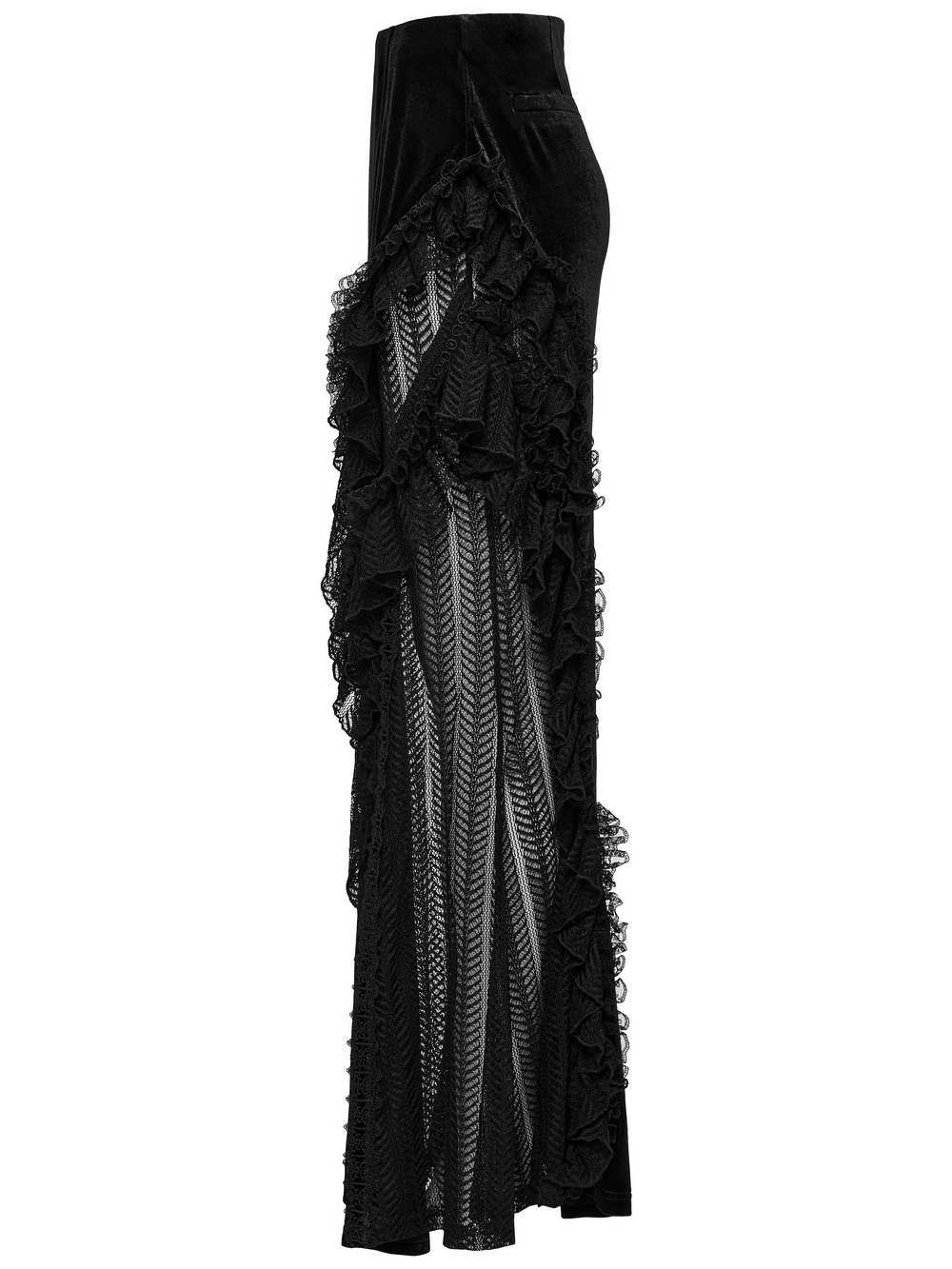 Gothic Velvet and Lace Ruffle Skirt with Mesh Detailing