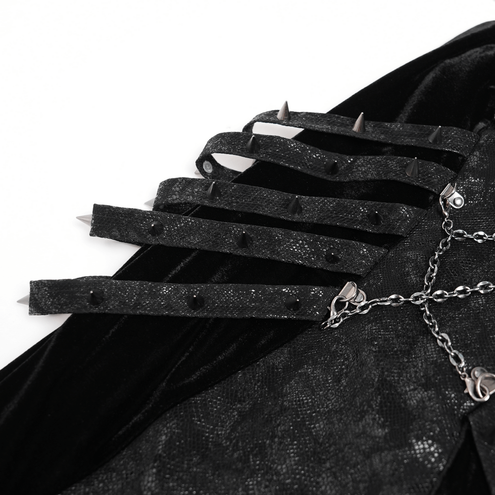 Gothic Velvet Chain Maxi Dress with Halter Neckline