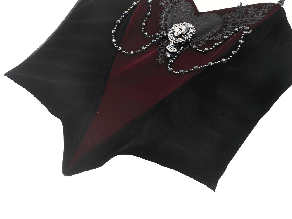 Gothic Velvet Corset Top with Lace and Chain Details