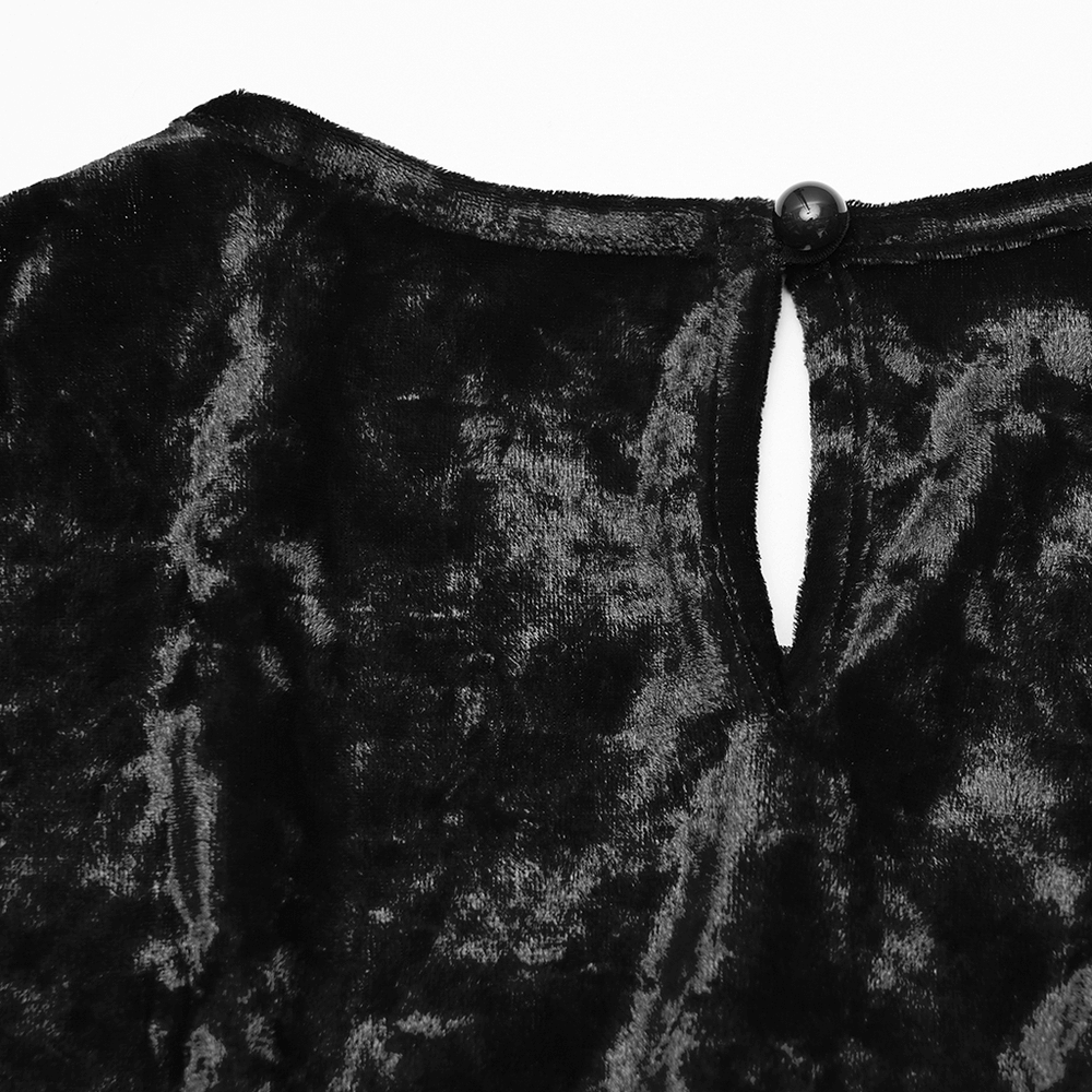 Gothic Velvet Lace Mini Dress with Lantern Sleeves