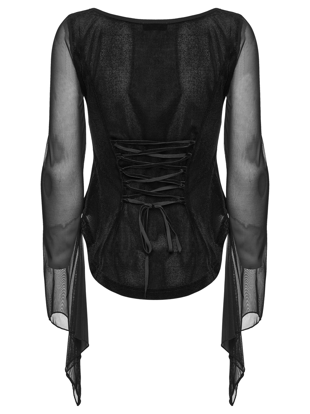 Gothic Velvet Lace-Up Mesh Embroidery Top For Women
