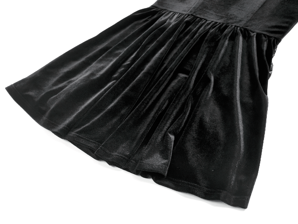 Gothic Velvet Lace Up Puff Sleeve Mini Dress for Women