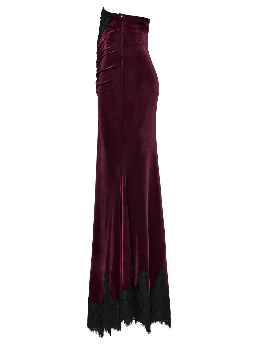Gothic Velvet Mermaid Maxi Skirt With Lace Hem