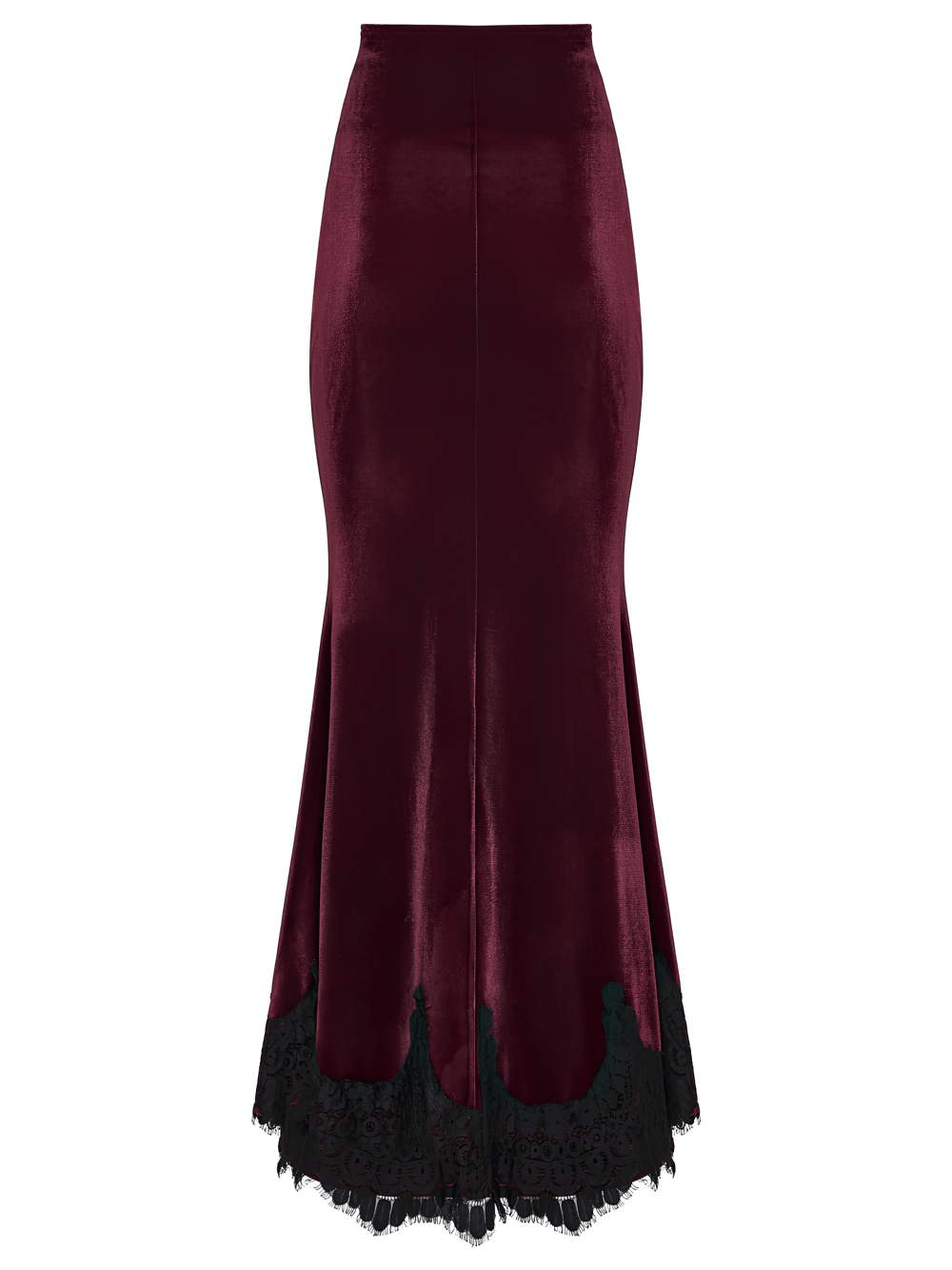 Gothic Velvet Mermaid Maxi Skirt With Lace Hem