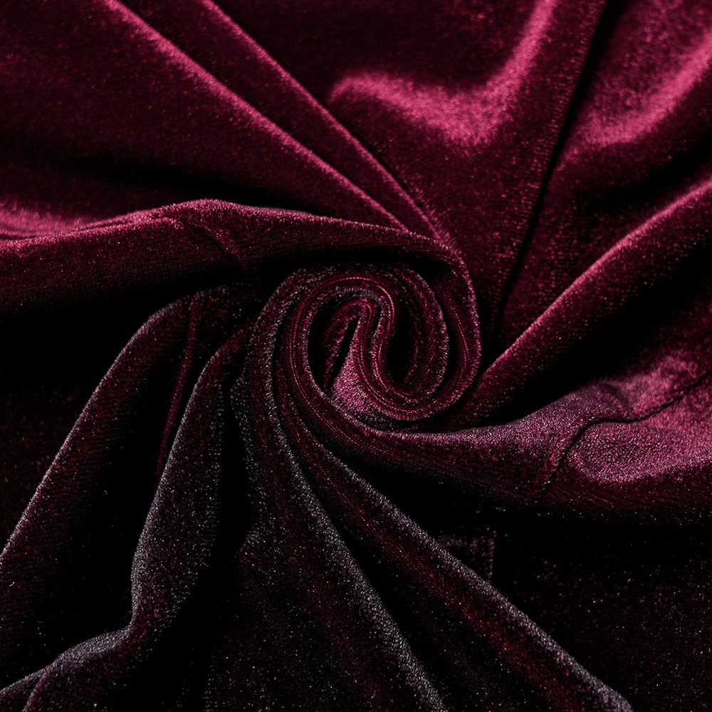 Gothic Velvet Mini Dress with Feather Trim and Zipper