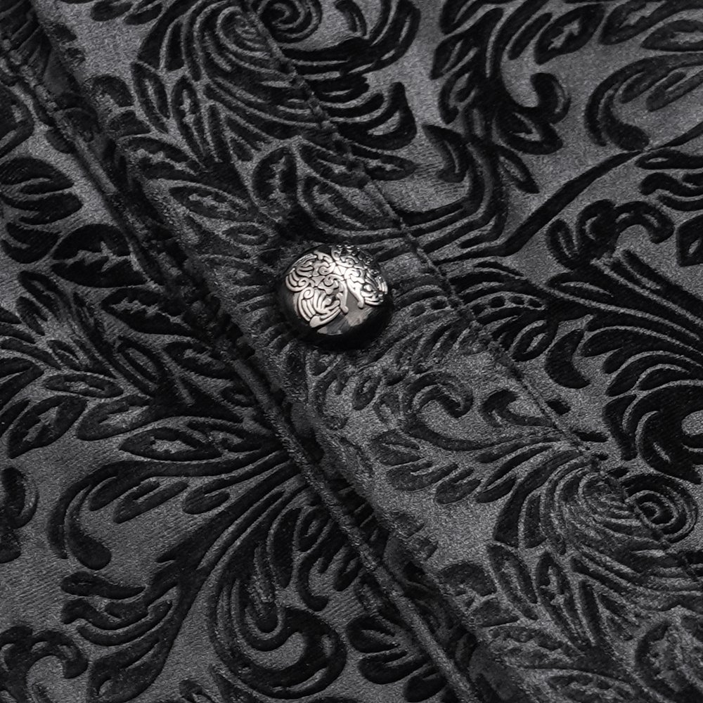 Gothic Velvet Shirt with Leather Trim and Lace-Up Detail