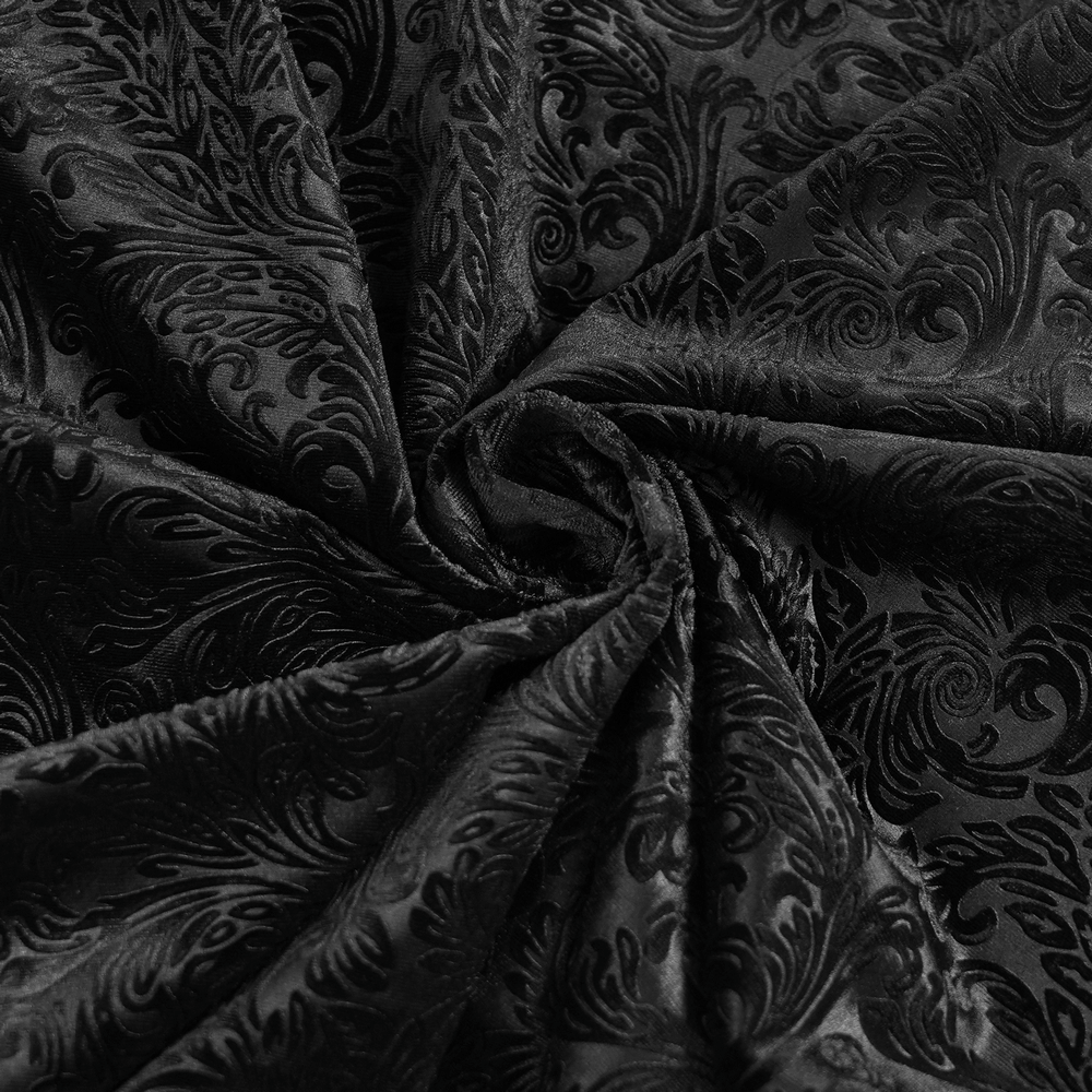 Gothic Velvet Shirt with Leather Trim and Lace-Up Detail