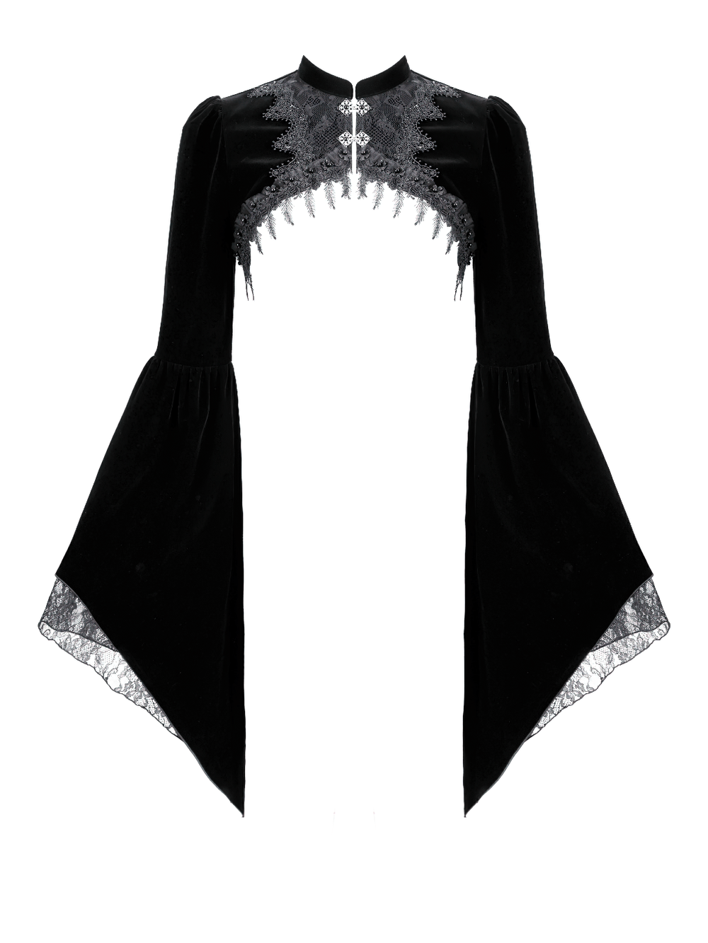 Gothic Victorian Black Velvet Bell Sleeve Bolero Jacket