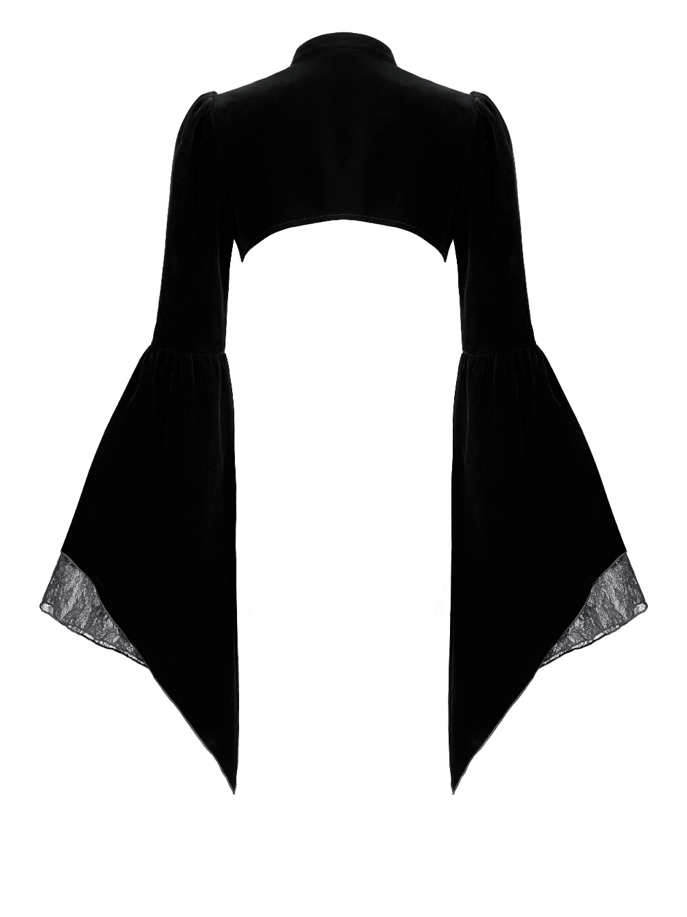 Gothic Victorian Black Velvet Bell Sleeve Bolero Jacket