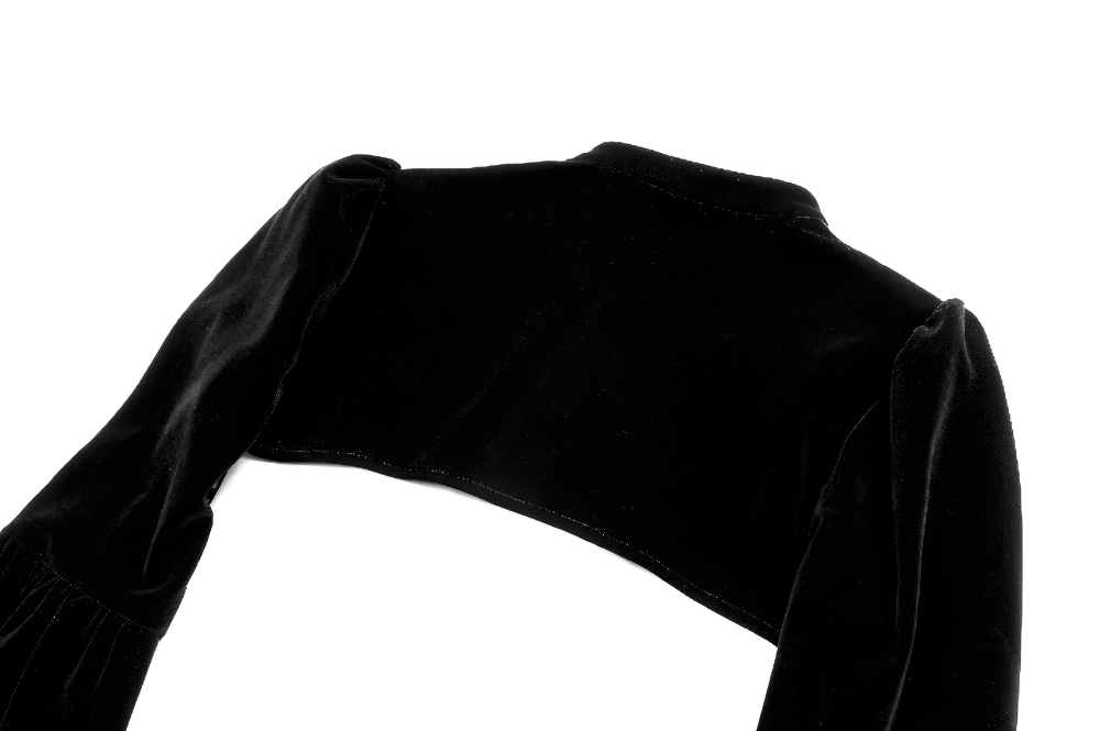 Gothic Victorian Black Velvet Bell Sleeve Bolero Jacket