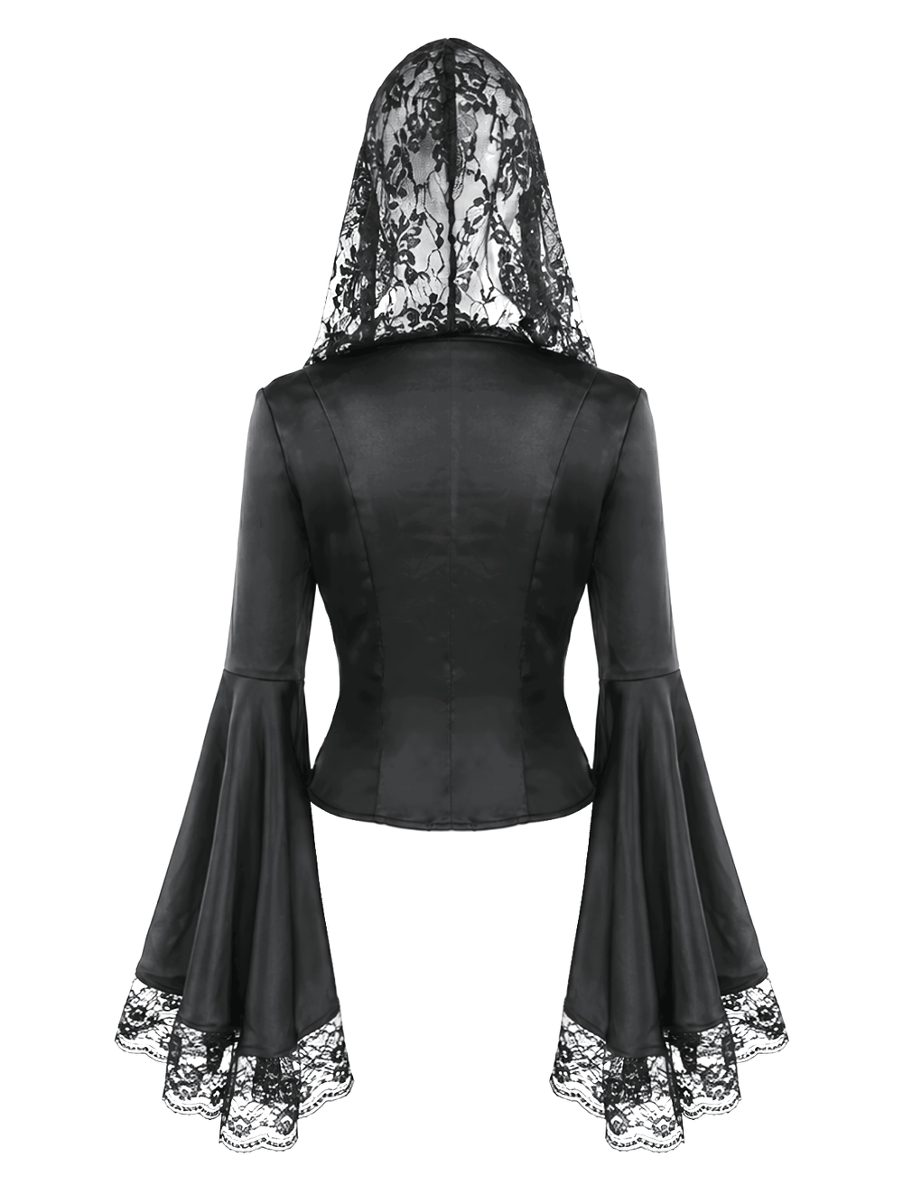 Gothic Victorian Hooded Lace Up Bell Sleeved Blouse