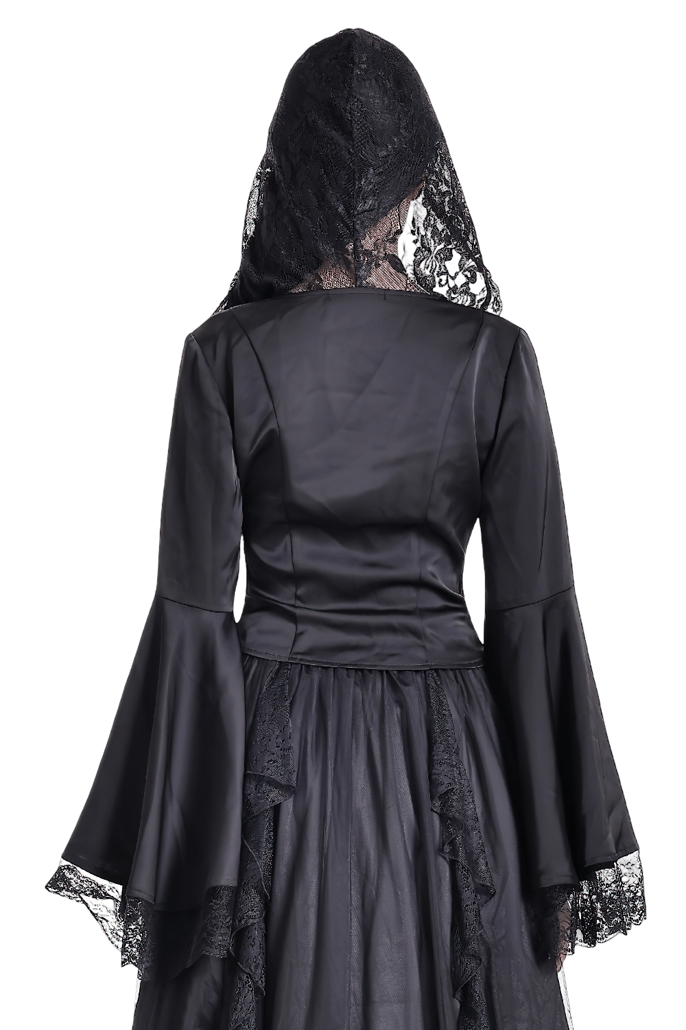 Gothic Victorian Hooded Lace Up Bell Sleeved Blouse