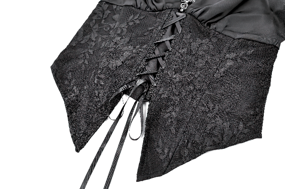 Gothic Victorian Hooded Lace Up Bell Sleeved Blouse
