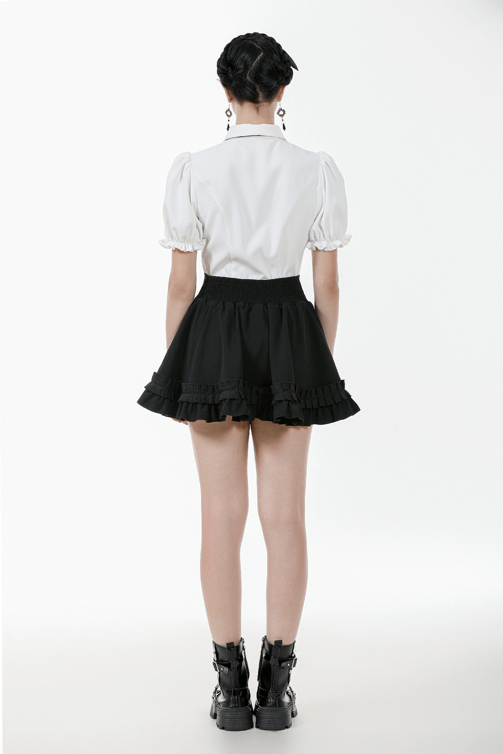 Gothic White Blouse With Detachable Lace Jabot