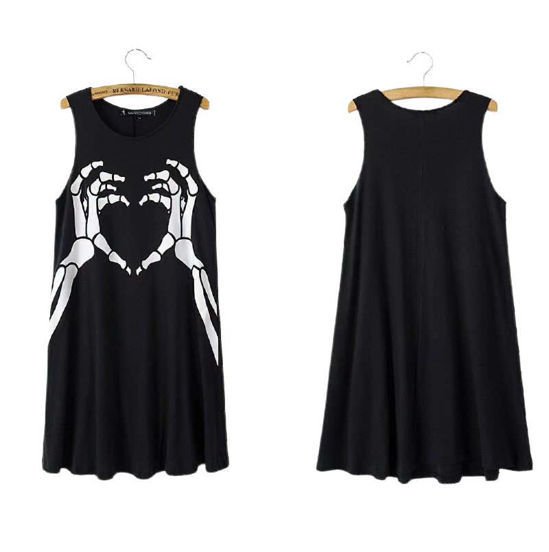 Gothic Women Sexy Dresses With Cool Print / Casual Stylish Dress