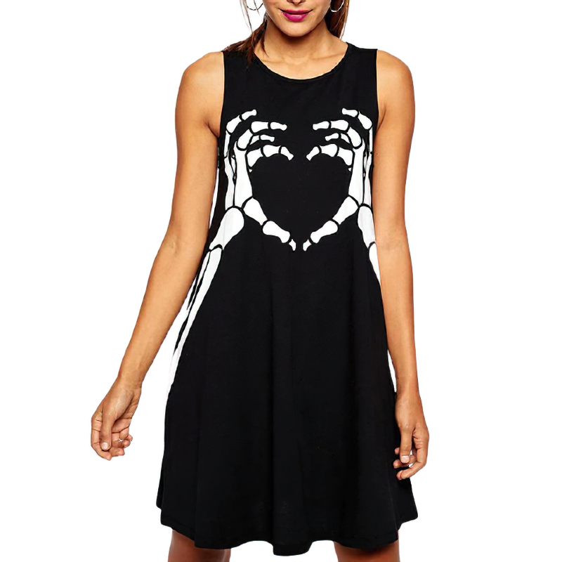 Gothic Women Sexy Dresses With Cool Print / Casual Stylish Dress