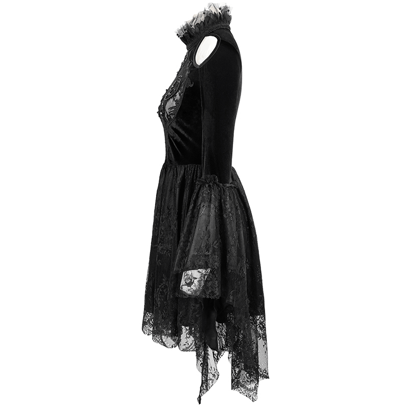 Gothic Women's Off-Shoulder Velvet Dress With Trumpet Sleeves