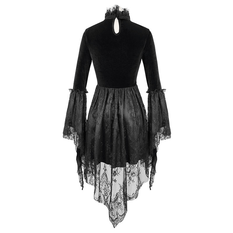Gothic Women's Off-Shoulder Velvet Dress With Trumpet Sleeves