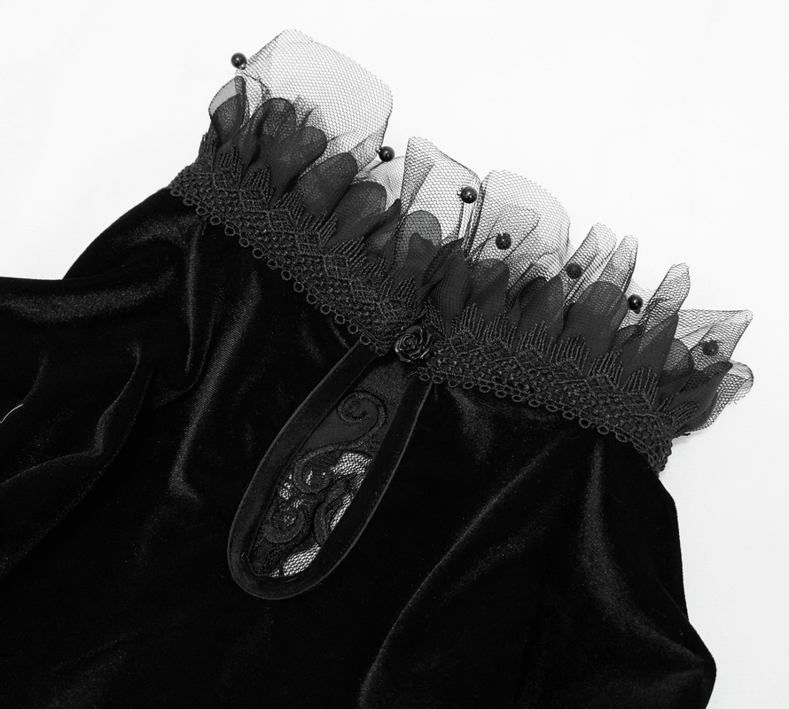 Gothic Women's Off-Shoulder Velvet Dress With Trumpet Sleeves