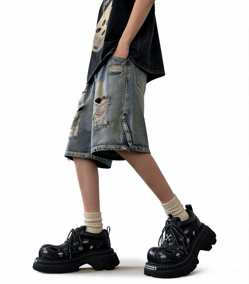 Grunge Cutout Derby Shoes with Chunky Lug Soles