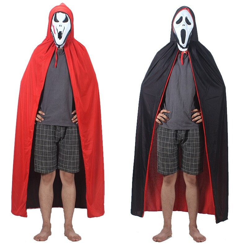 Carnival Double Layers Stand-up Cloak Collar Hooded / Halloween Vampire Cape in Red Black Colours