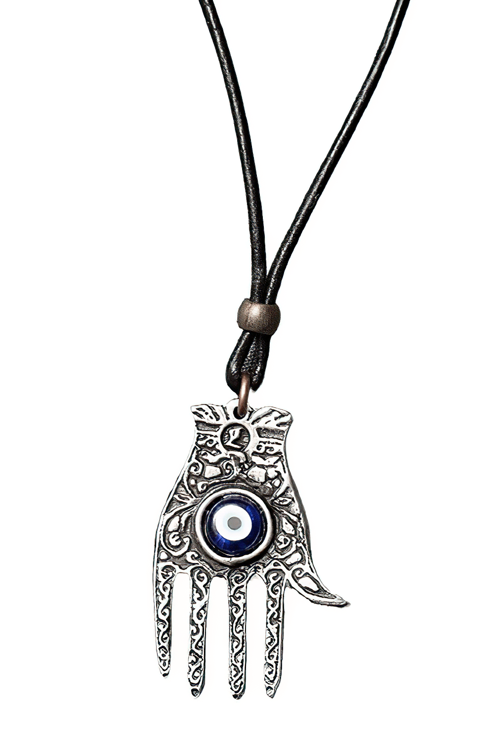 Hamsa Hand Pewter Protection Amulet Pendant Charm