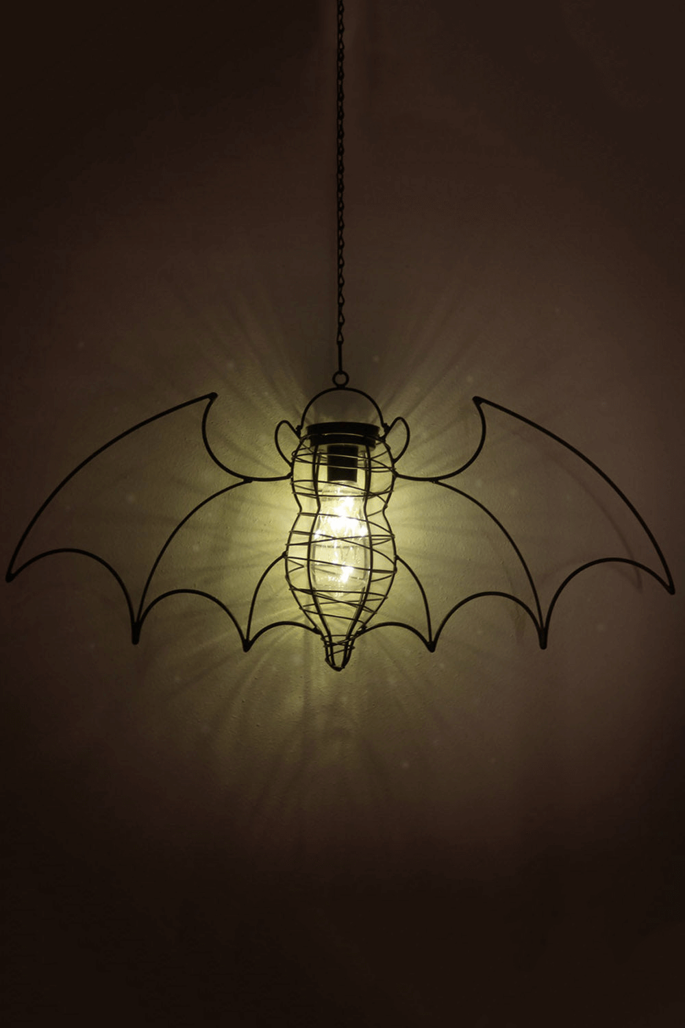 Hanging Bat Solar Lantern with LED Light Bulb