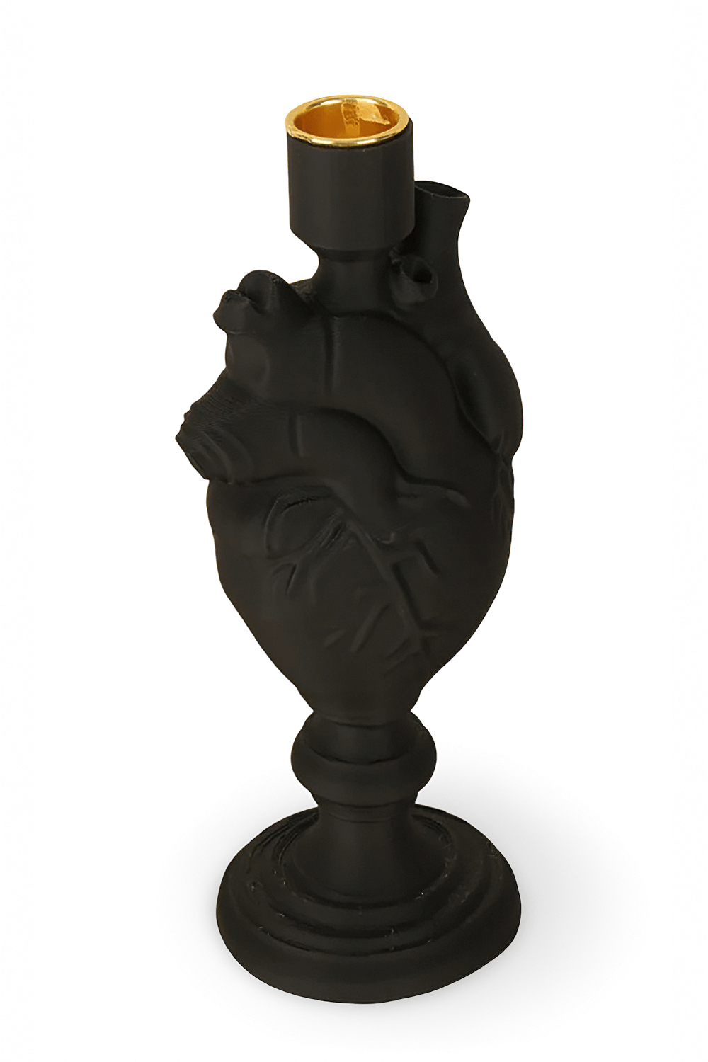 Black Anatomical Heart Candle Holder for Gothic Decor