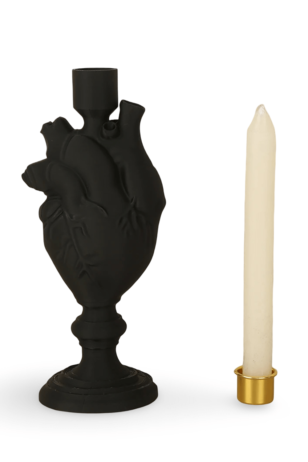 Black Anatomical Heart Candle Holder for Gothic Decor