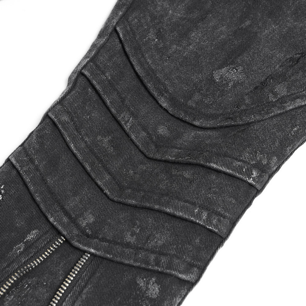 High Waist Flared Jeans with Buckles and Zipper Detail