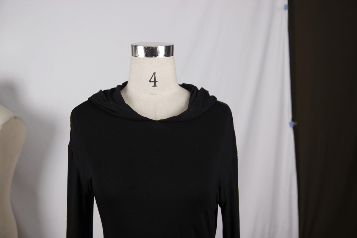 Hooded Black Mini Dresses / Gothic Flared Sleeves Short Dress / Female Alternative Fashion
