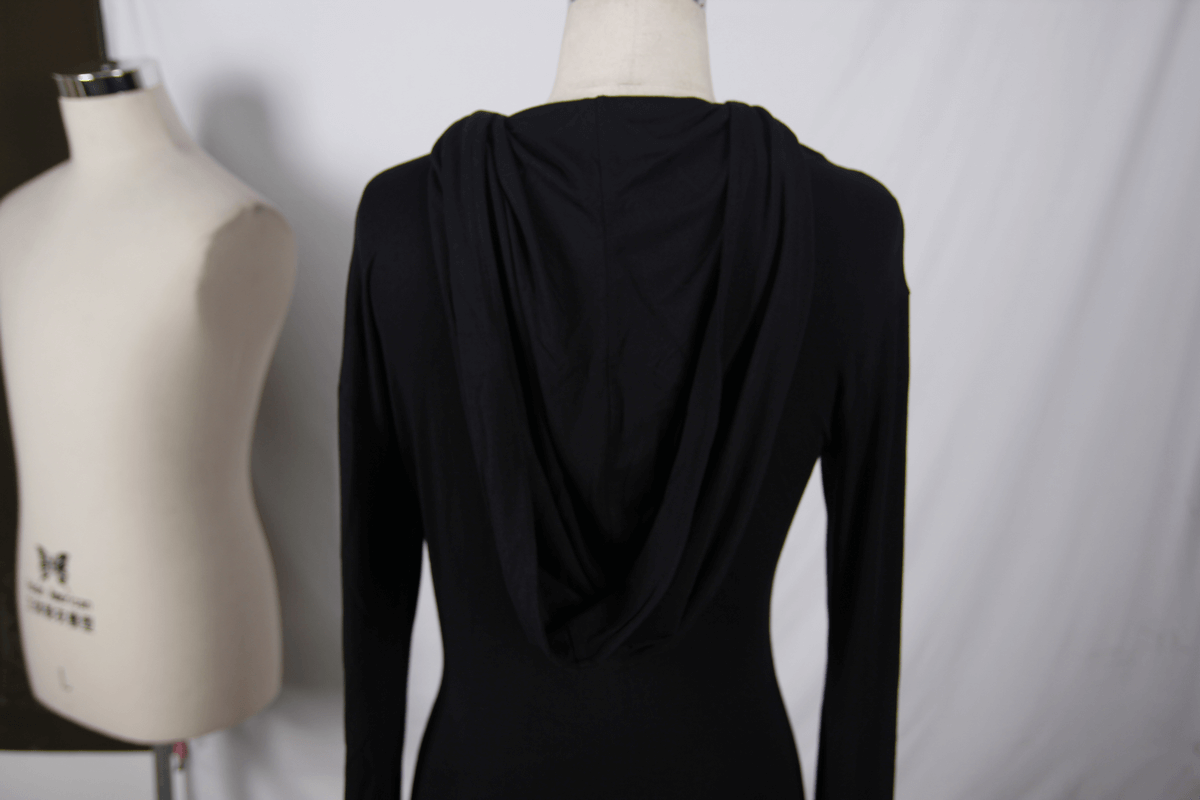 Hooded Black Mini Dresses / Gothic Flared Sleeves Short Dress / Female Alternative Fashion