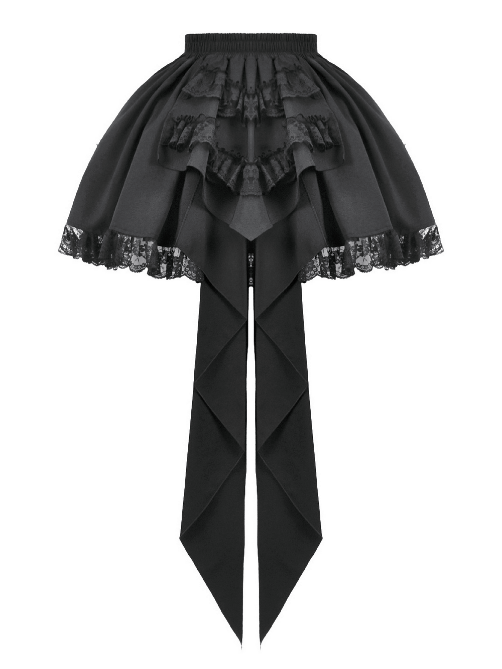 Lace Layered Black Tulle Skirt with Ribbon Detail
