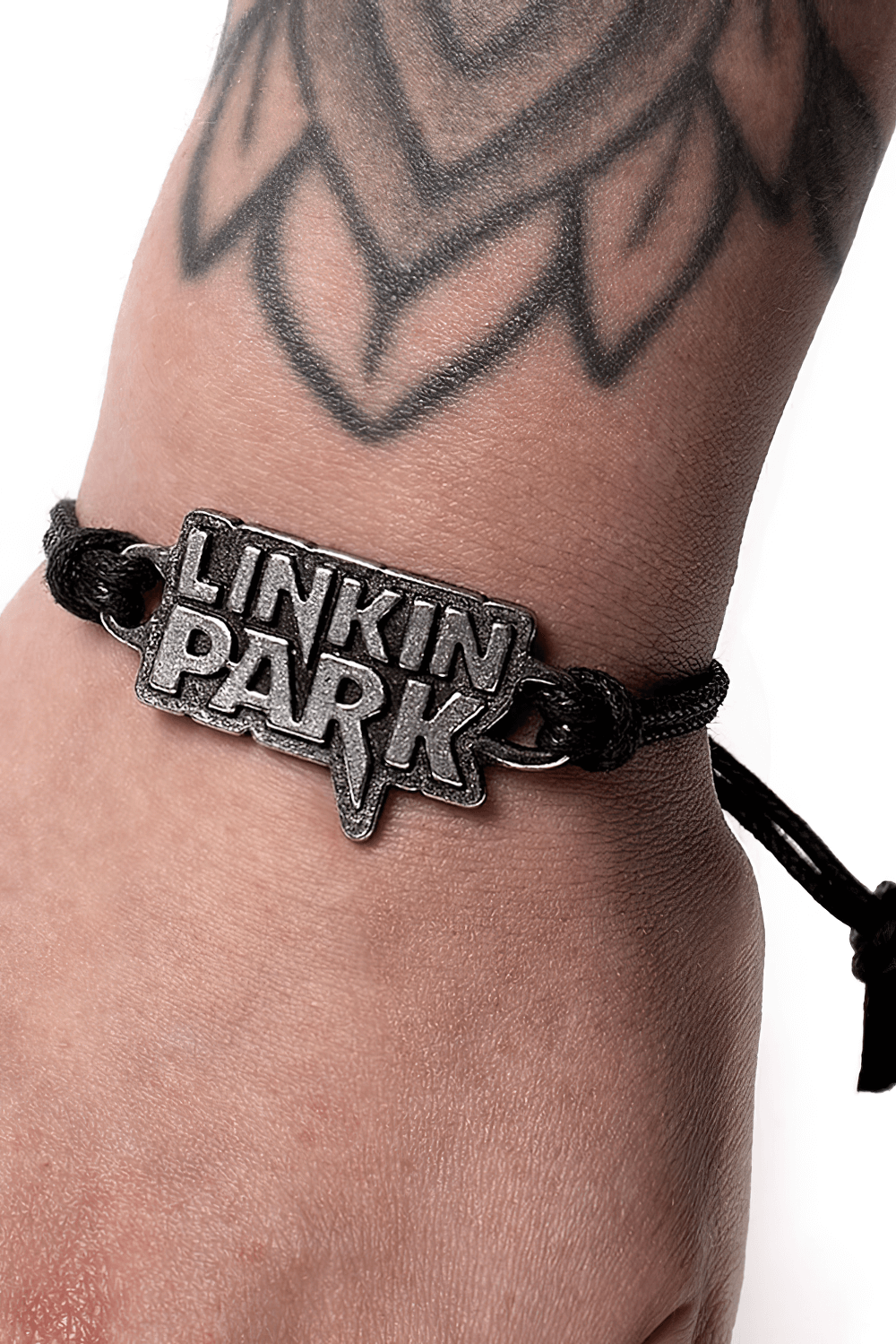 Linkin Park Pewter Logo Bracelet with Black Cord Strap